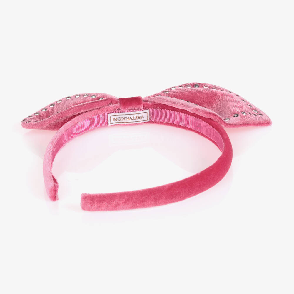 موناليزا-طوق للشعر مخمل لون زهري للبنات | Childrensalon Outlet