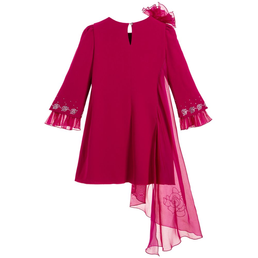 Monnalisa Couture-Pink Viscose & Silk Dress | Childrensalon Outlet