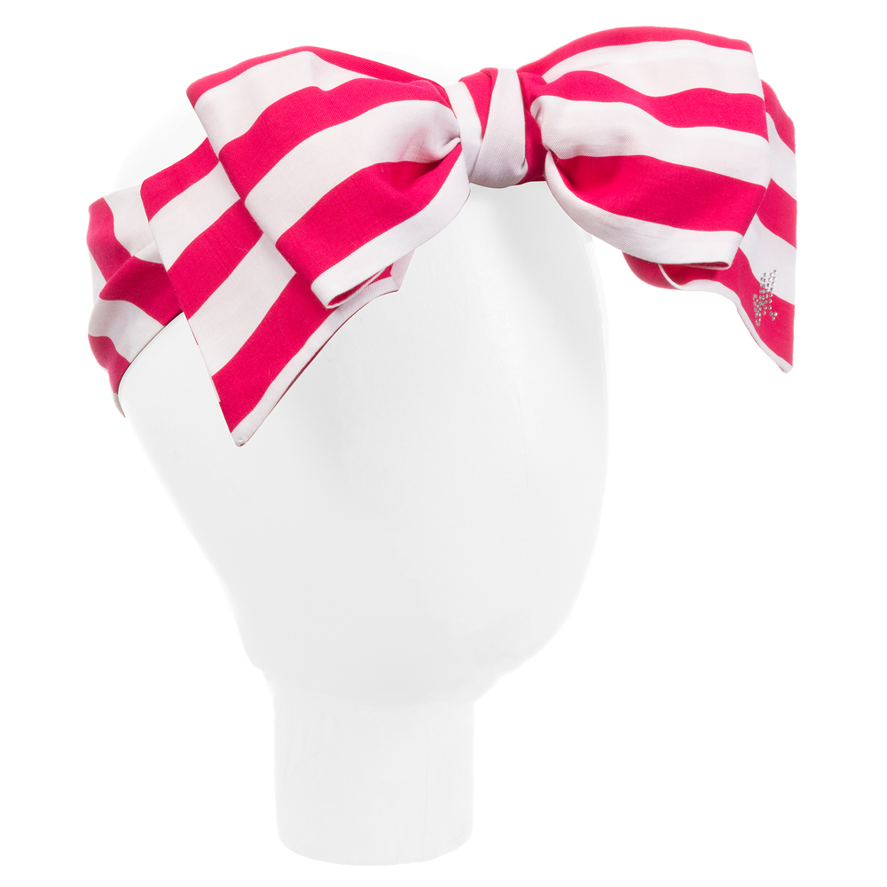 Monnalisa - Pink & White Striped Headband | Childrensalon