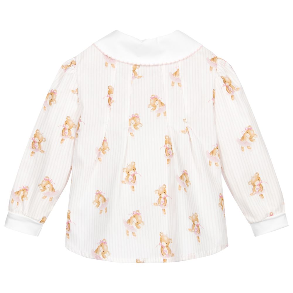 Monnalisa-Розово-белая блузка с медвежатами | Childrensalon Outlet