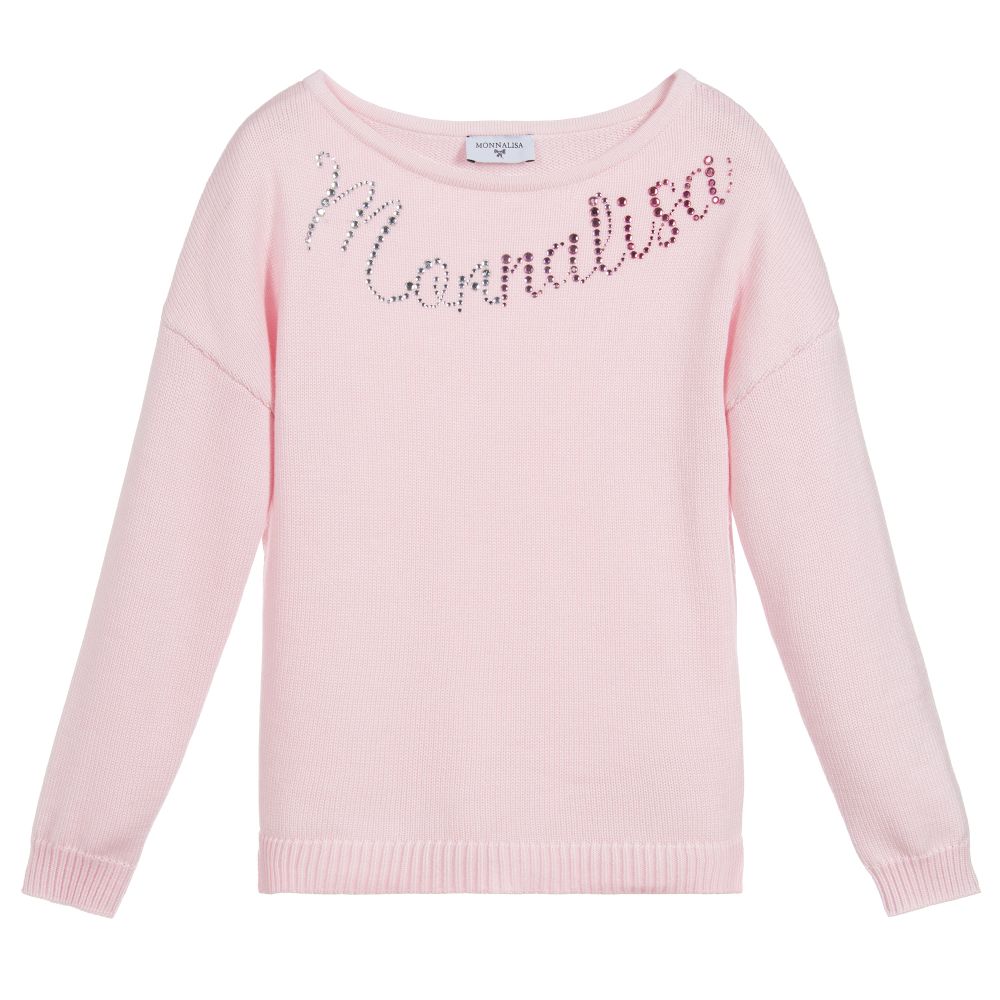 Monnalisa - Pink Wool Blend Sweater | Childrensalon
