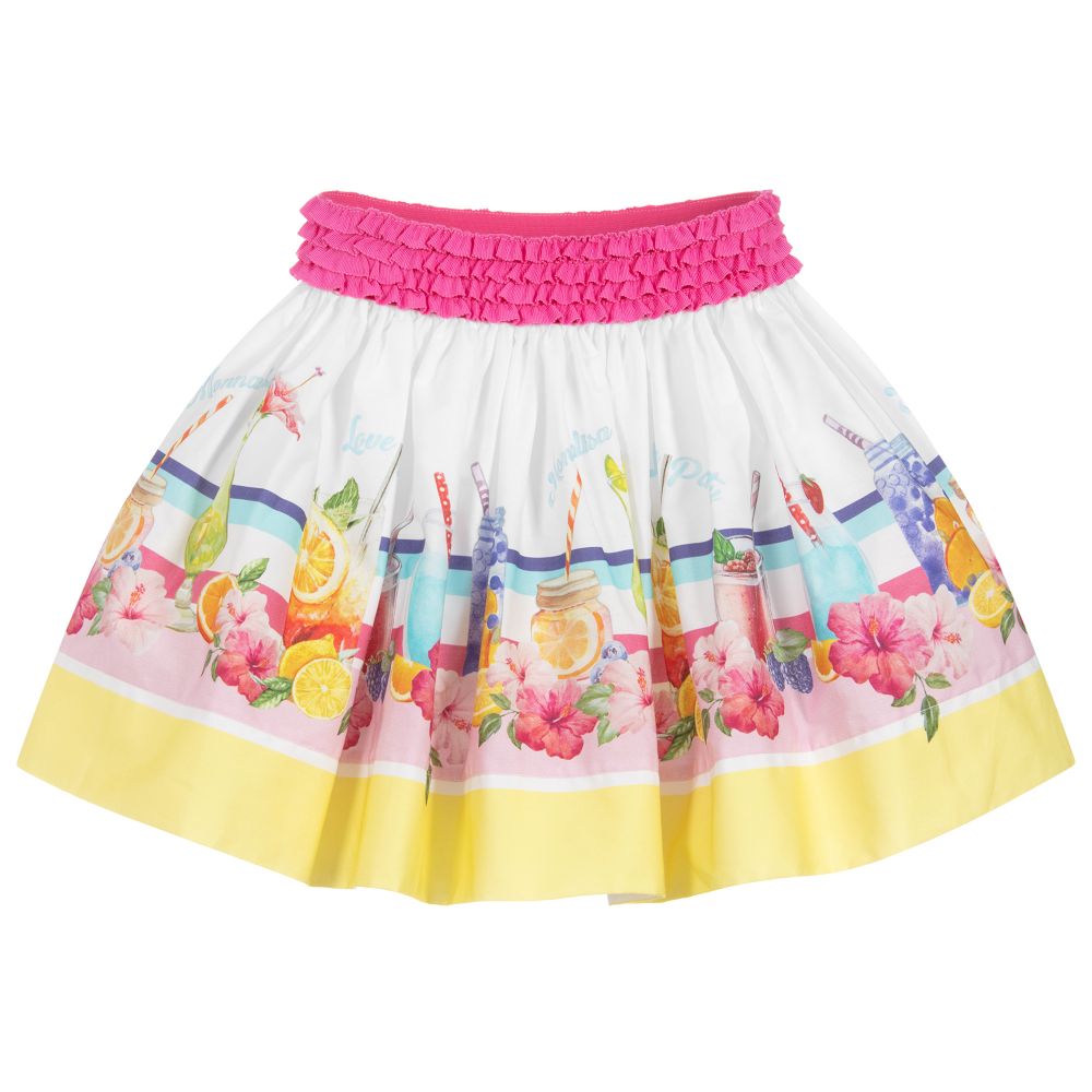Monnalisa - Pink & Yellow Cotton Skirt | Childrensalon
