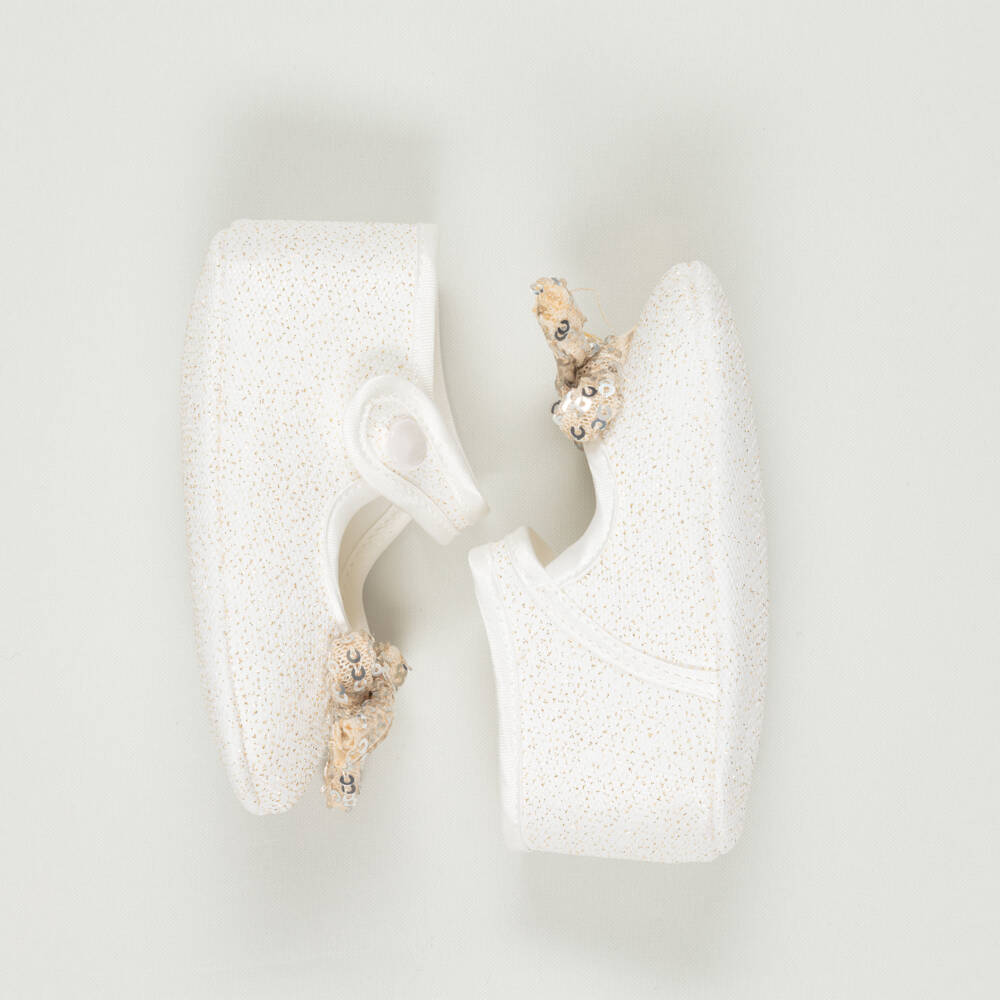 Monnalisa-Preloved Baby Girls Ivory & Gold Pre-Walkers (9-12 months) | Childrensalon Outlet