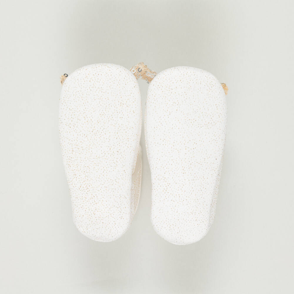 Monnalisa-Preloved Baby Girls Ivory & Gold Pre-Walkers (9-12 months) | Childrensalon Outlet