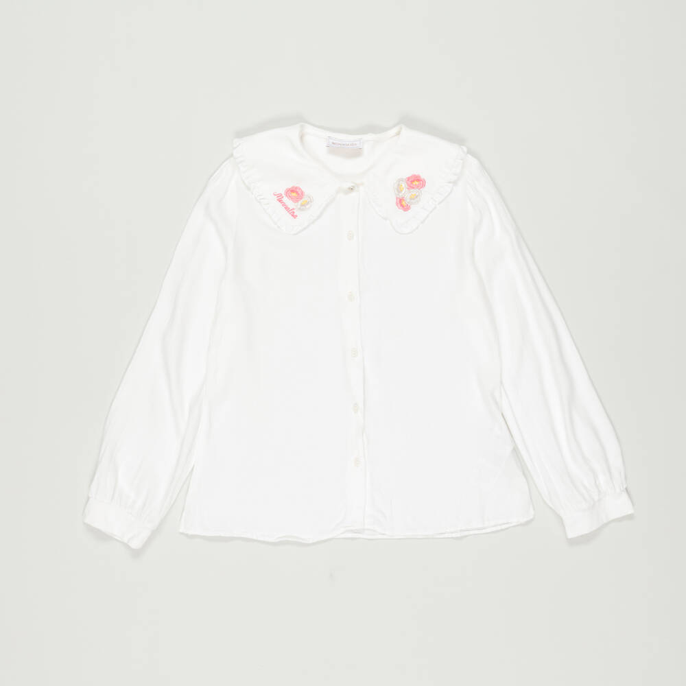 Monnalisa-Preloved Girls Ivory Flower Blouse (10 years) | Childrensalon Outlet