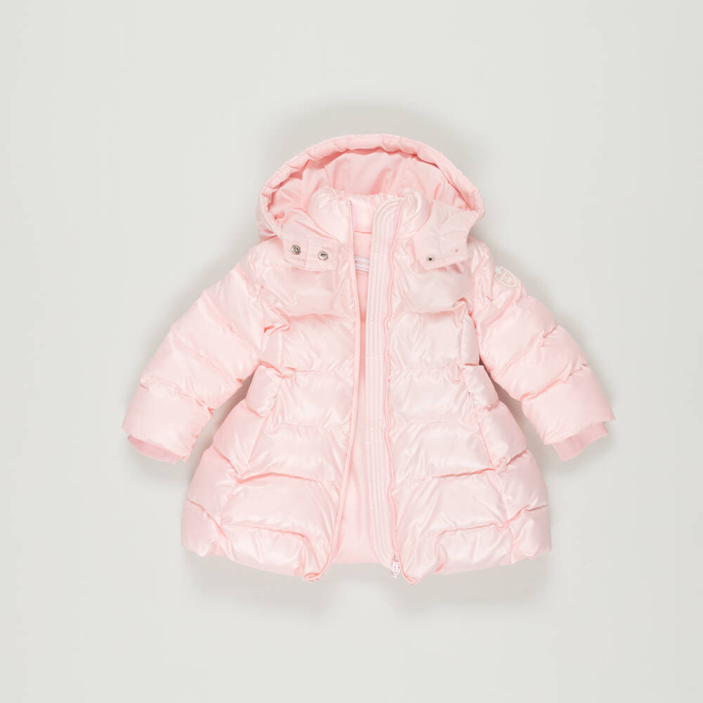 Monnalisa-Preloved Girls Pink Hooded Puffer Coat (2 years) | Childrensalon Outlet
