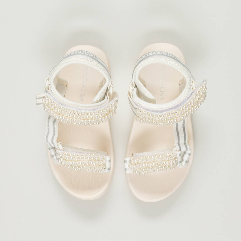 Monnalisa-Preloved Girls White Pearl Sandals (EU31 / UK12.5) | Childrensalon Outlet