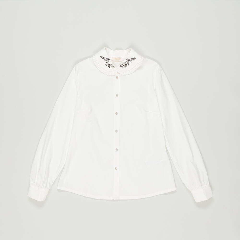 Monnalisa-PrelovedGirls Ivory Cotton Blouse (14 years) | Childrensalon Outlet