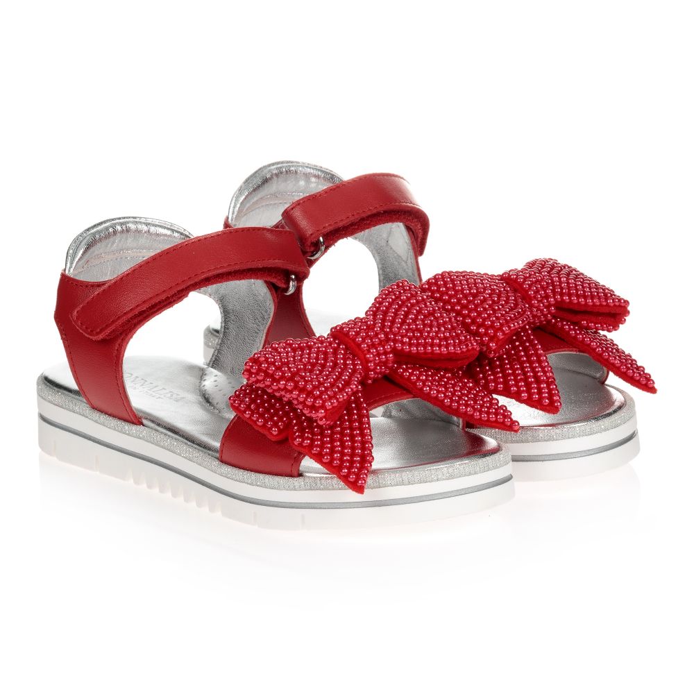 Monnalisa - Sandalias de piel rojas con lazo | Childrensalon Outlet