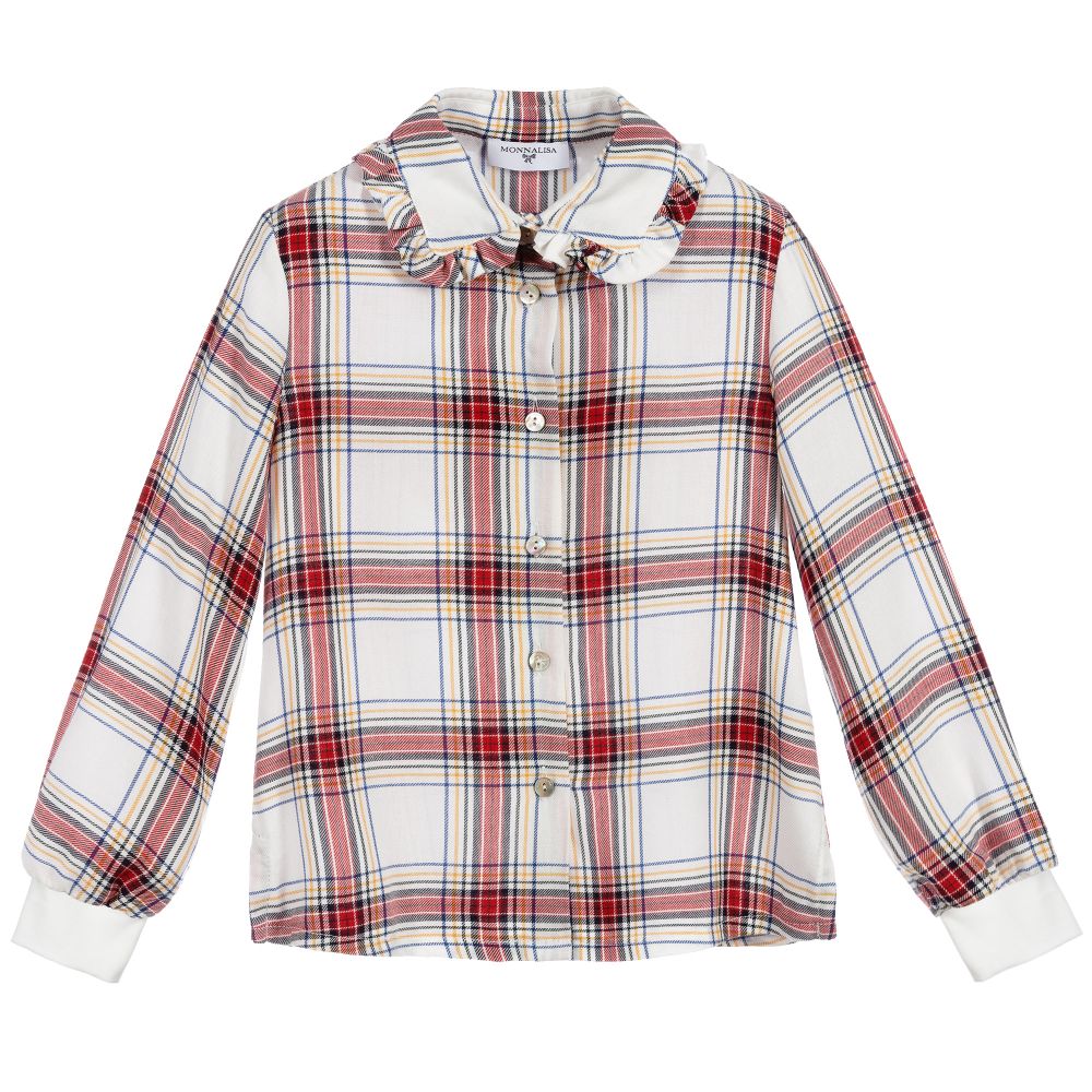 Monnalisa-Red Check Disney Blouse | Childrensalon Outlet