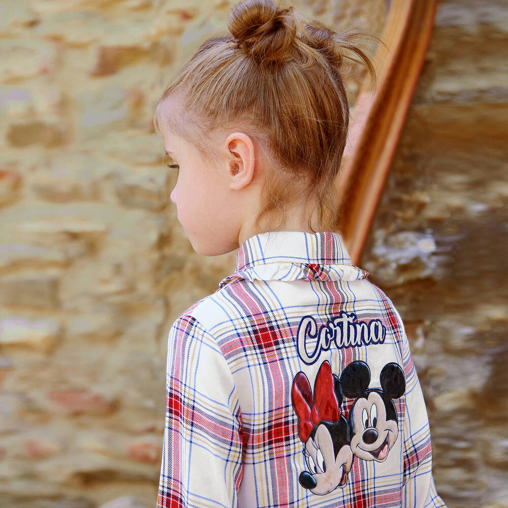 Monnalisa-Red Check Disney Blouse | Childrensalon Outlet