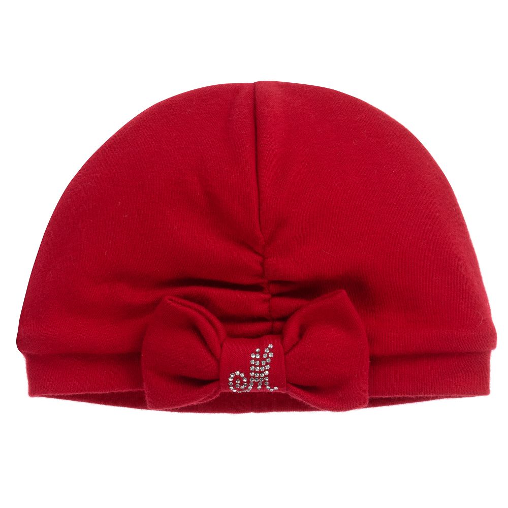 Monnalisa - Red Cotton Baby Hat | Childrensalon