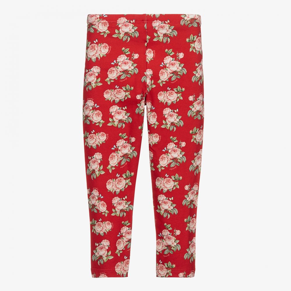 Monnalisa-Red Cotton Floral Leggings | Childrensalon Outlet