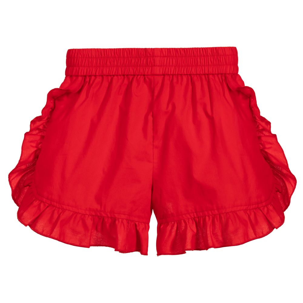 Monnalisa Red Cotton Ruffled Shorts Childrensalon Outlet