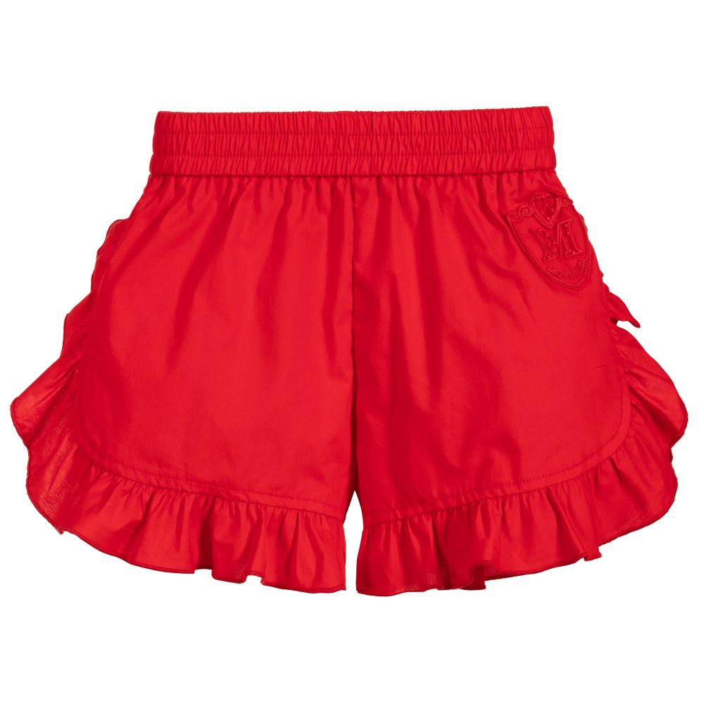 Monnalisa - Red Cotton Ruffled Shorts | Childrensalon
