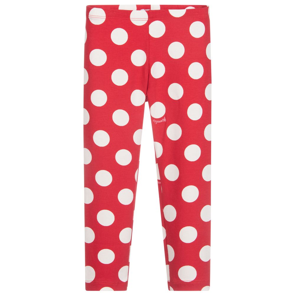 Monnalisa - Red Cotton Spot Leggings | Childrensalon