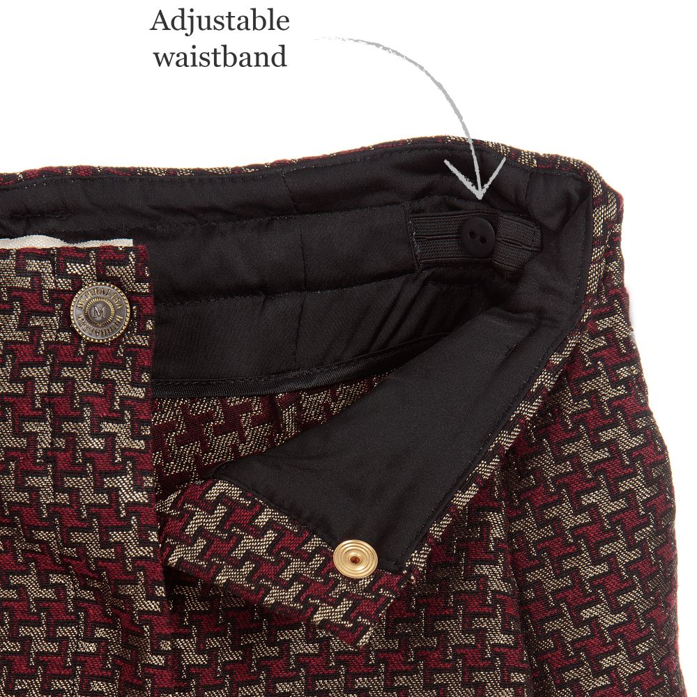 Monnalisa Chic-شورت جاكارد لون أحمر و ذهبي للبنات | Childrensalon Outlet