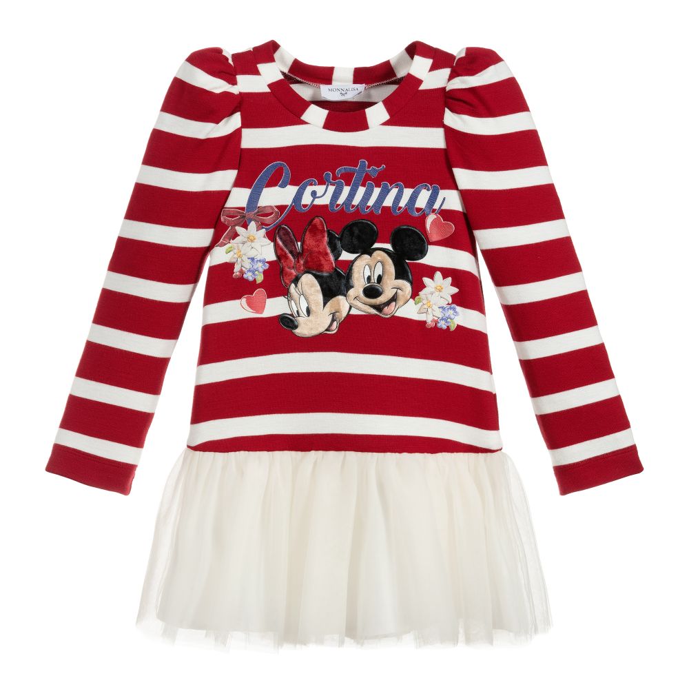 Monnalisa - "Disney" Kleid in Rot und Elfenbein | Childrensalon