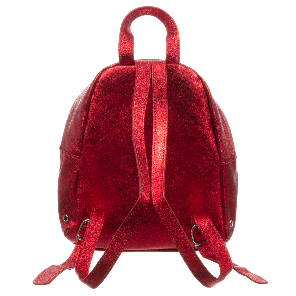 Monnalisa-Red Leather Backpack (26cm) | Childrensalon Outlet