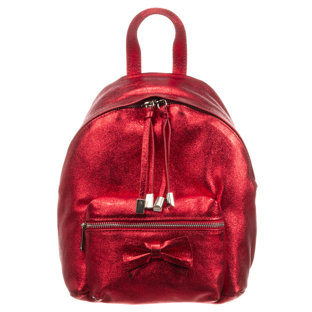 Monnalisa - Red Leather Backpack (26cm) | Childrensalon