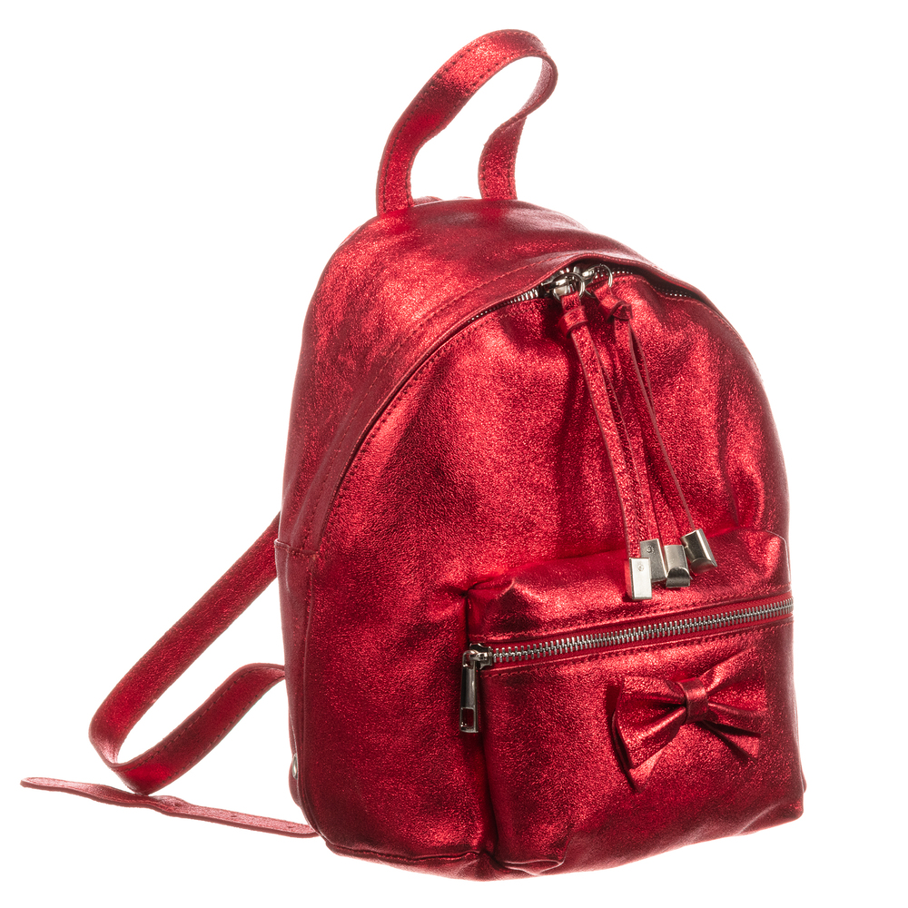 Monnalisa-Red Leather Backpack (26cm) | Childrensalon Outlet