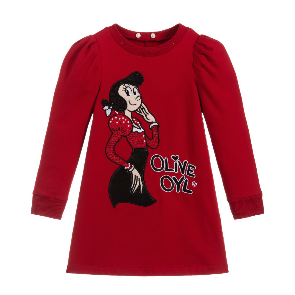 Monnalisa-Red Olive Oyl Sweatshirt Dress | Childrensalon Outlet
