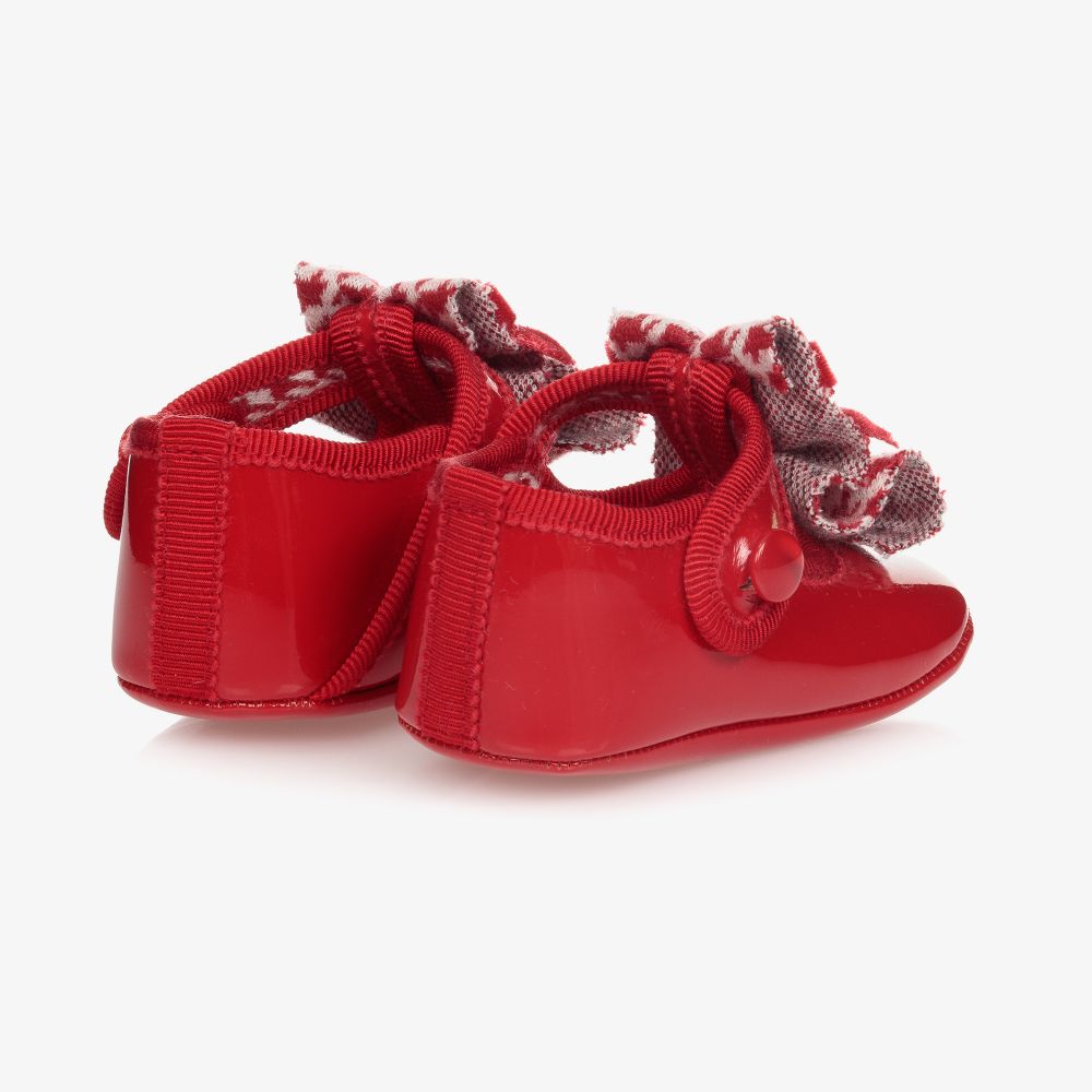 موناليزا-حذاء قطن لامع لون أحمر لمرحلة ما قبل المشي للمولودات | Childrensalon Outlet