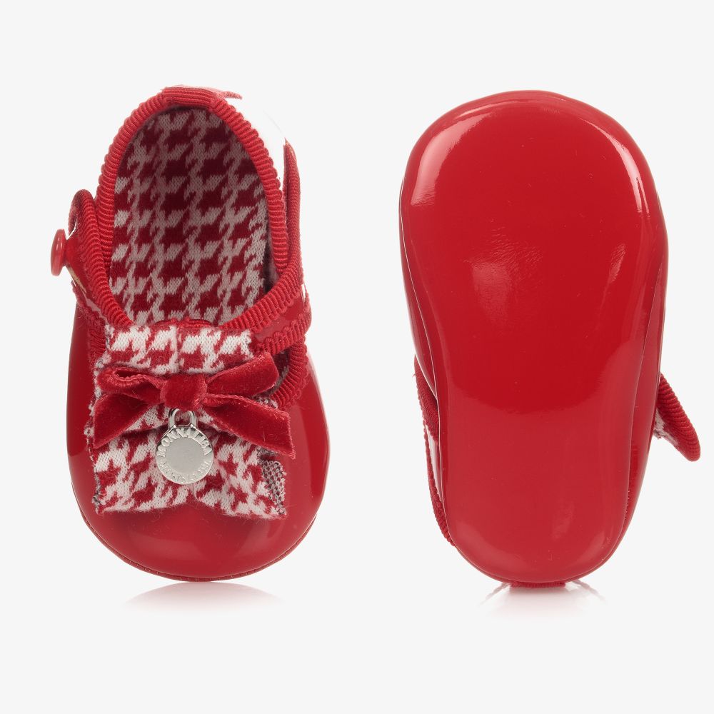 موناليزا-حذاء قطن لامع لون أحمر لمرحلة ما قبل المشي للمولودات | Childrensalon Outlet