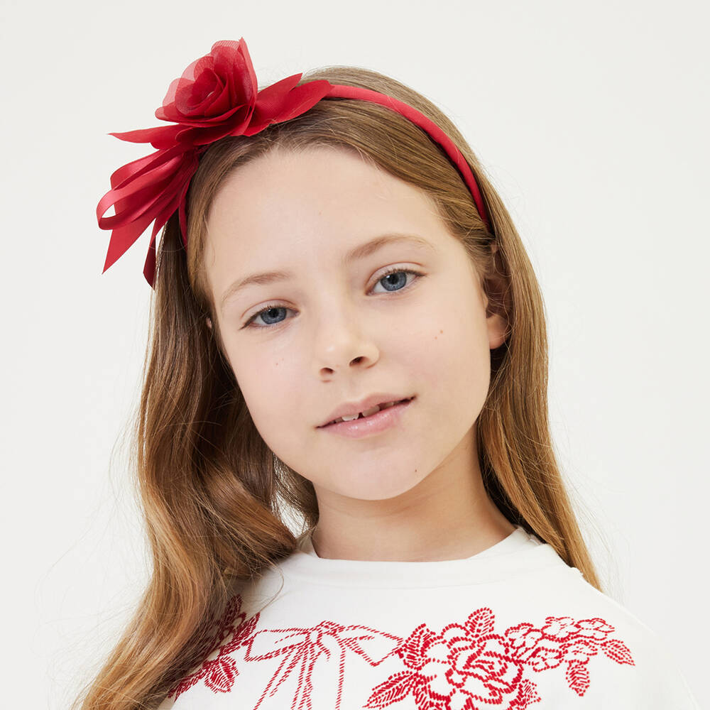 موناليزا-طوق للشعر ساتان لون أحمر للبنات | Childrensalon Outlet