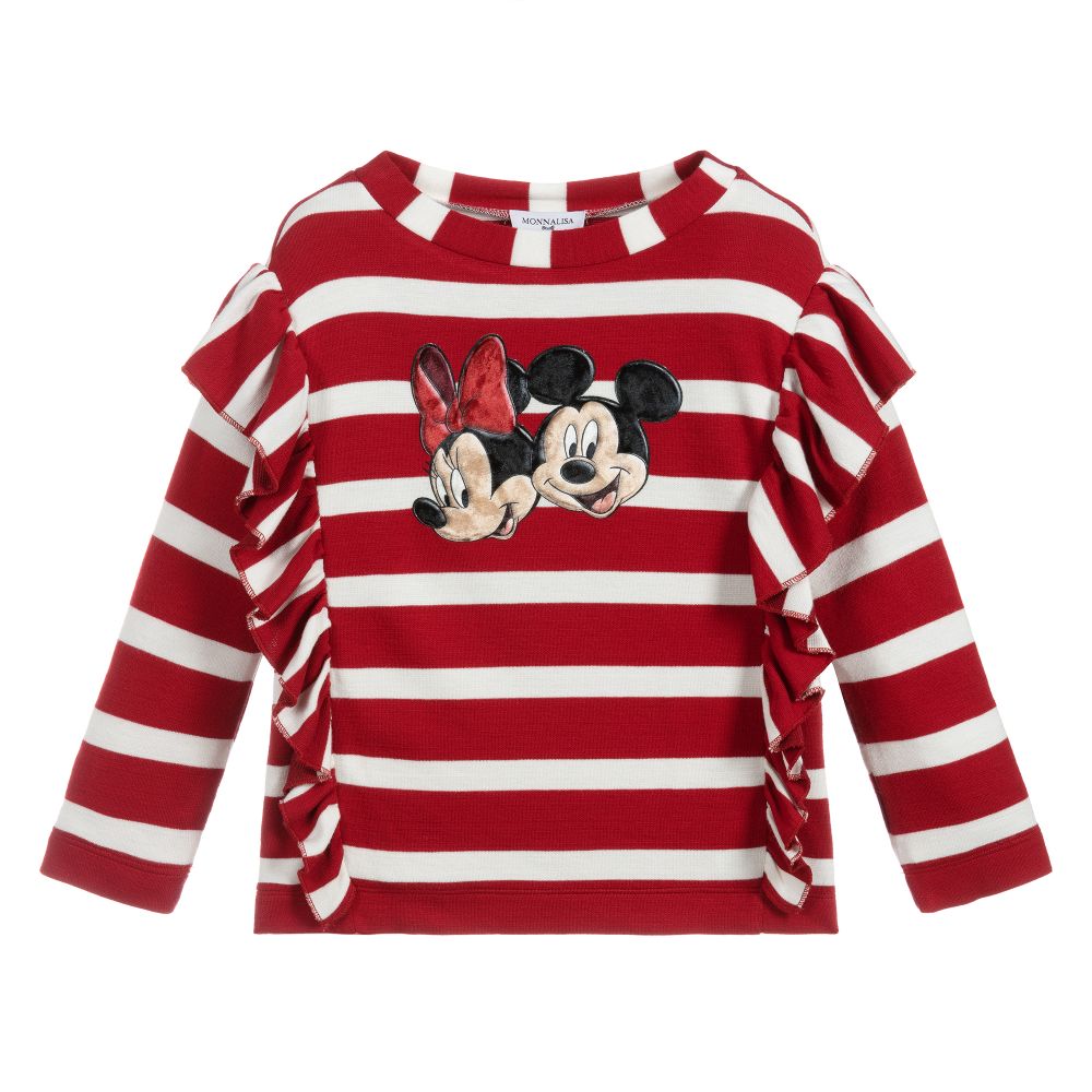 Monnalisa - Red & White Striped Disney Top | Childrensalon