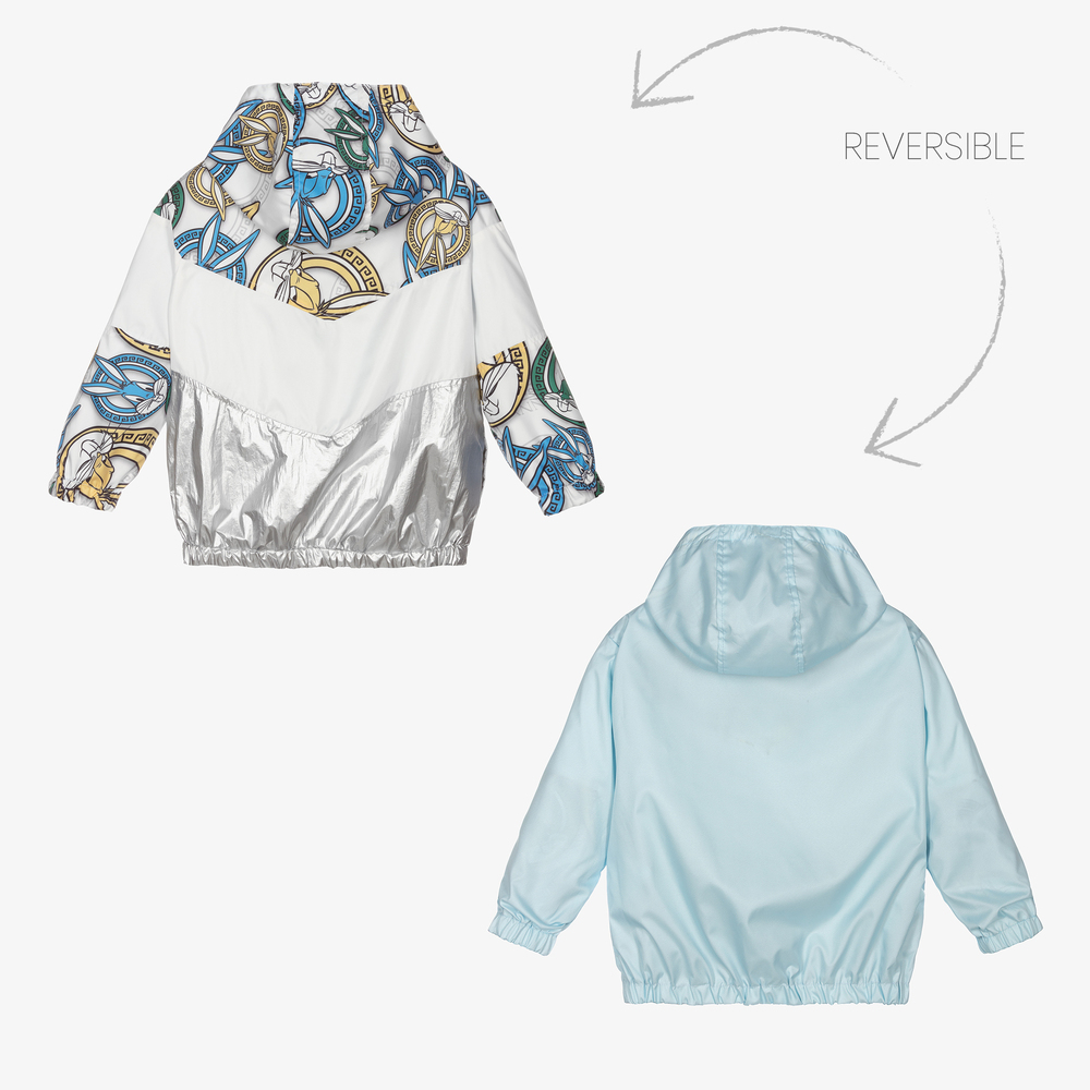 Monnalisa-جاكيت بوجهين لون أبيض وأزرق للأولاد | Childrensalon Outlet