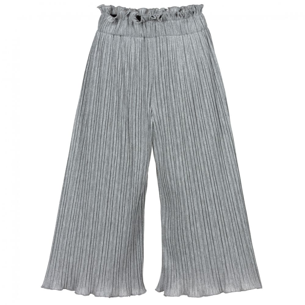 Monnalisa - Silver Metallic Sparkle Trousers | Childrensalon