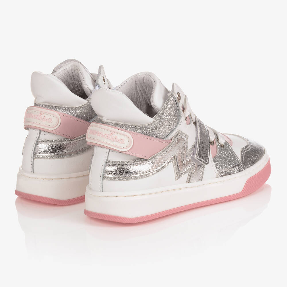 Monnalisa-Высокие серебристо-розовые кроссовки | Childrensalon Outlet