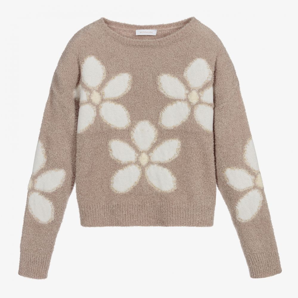 Monnalisa Chic - Pull fleuri beige Ado | Childrensalon