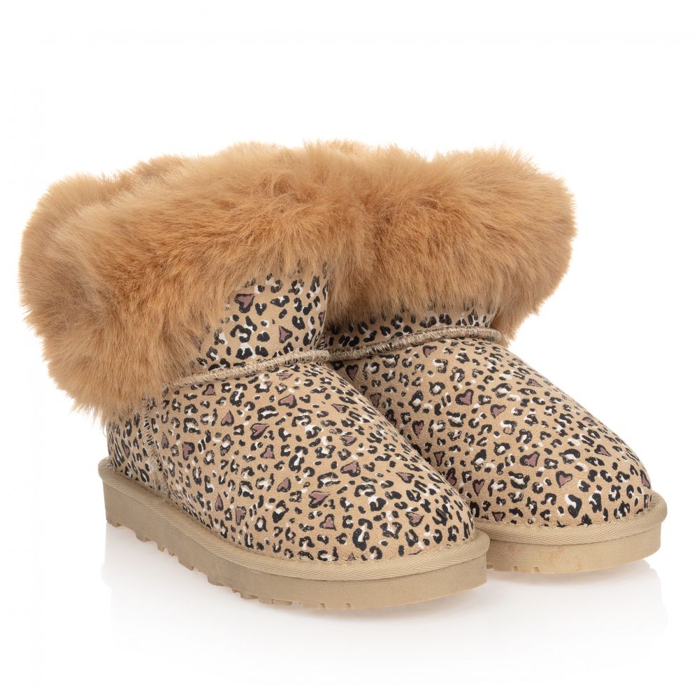 Monnalisa - Teen Beige Suede Logo Boots | Childrensalon