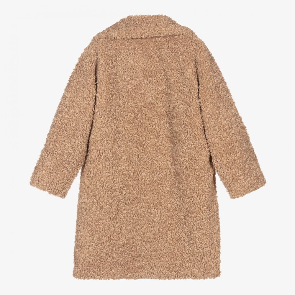 Monnalisa-Teen Beige Teddy Coat | Childrensalon Outlet