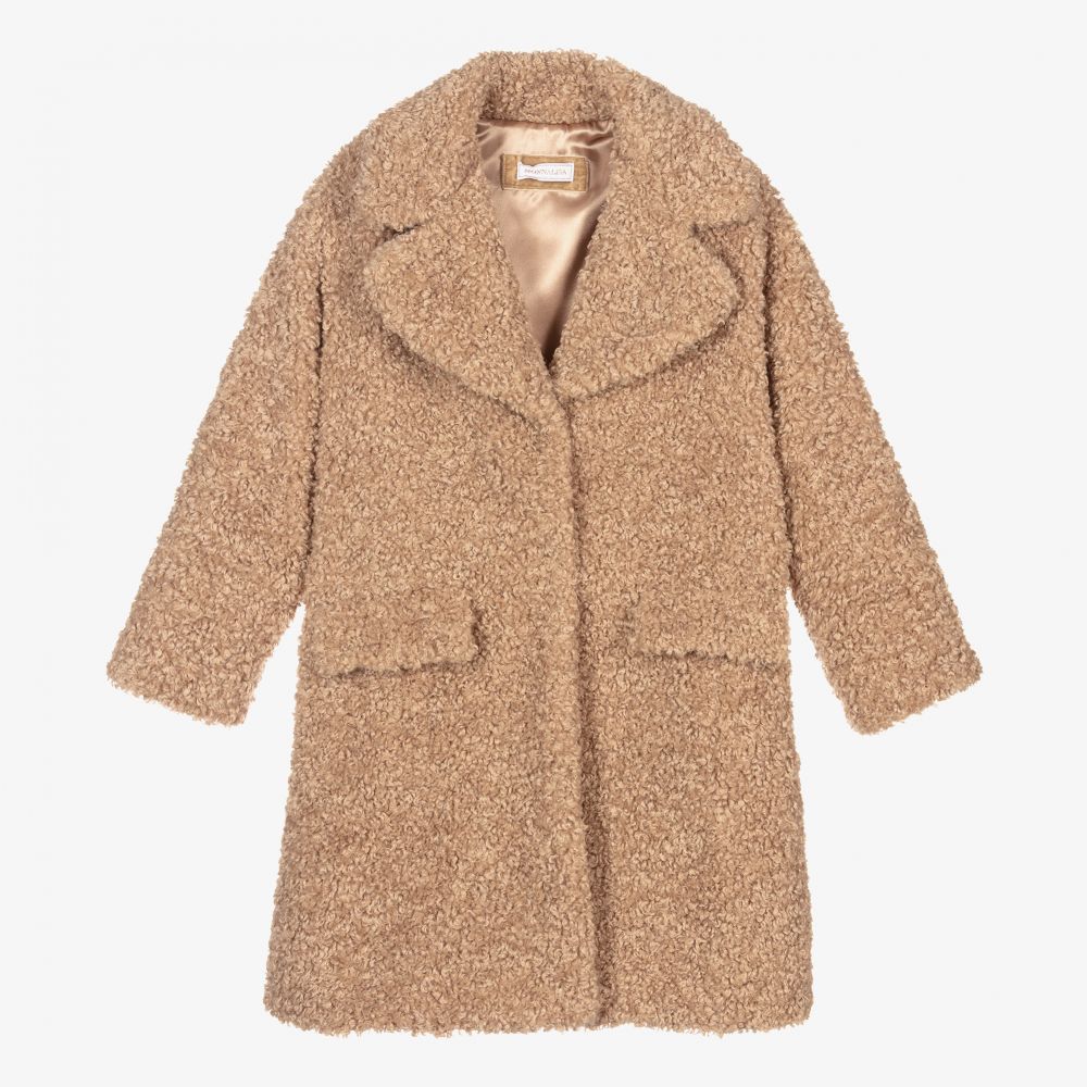 Monnalisa - Teen Beige Teddy Coat | Childrensalon