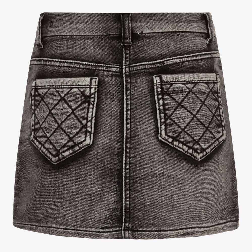 Monnalisa-Teen Black Floral Denim Skirt | Childrensalon Outlet