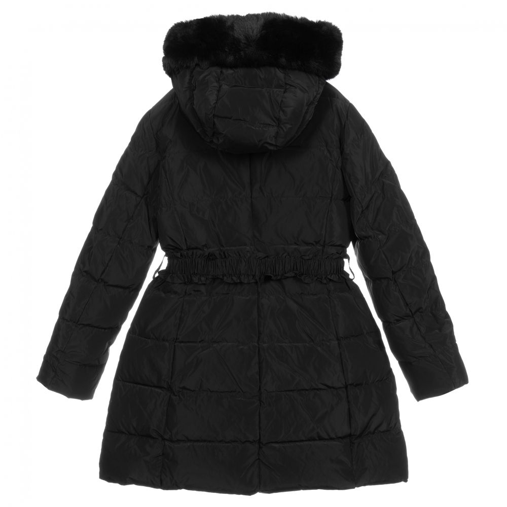 Monnalisa Teen Black Hooded Puffer Coat