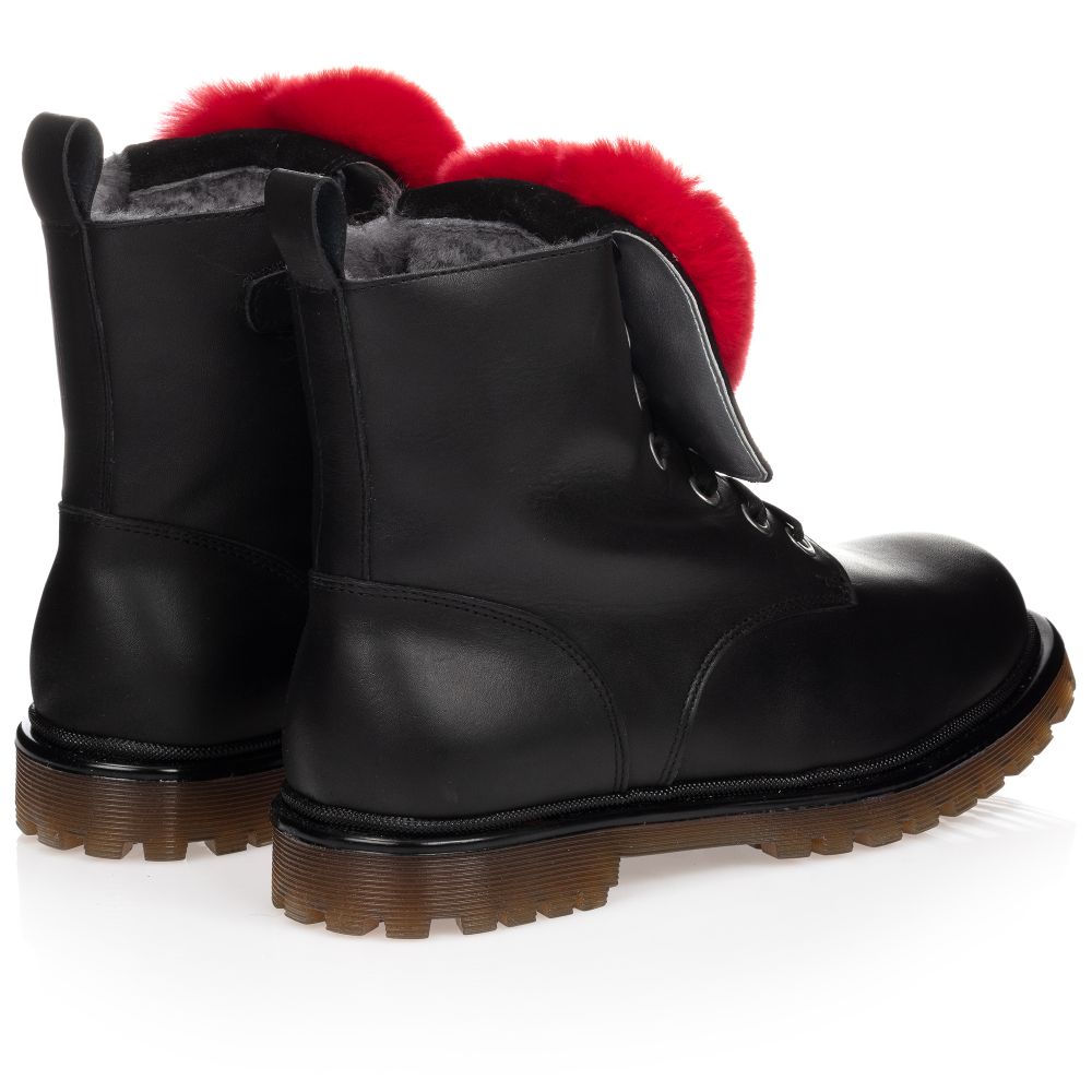 Monnalisa-Teen Black & Red Boots | Childrensalon Outlet