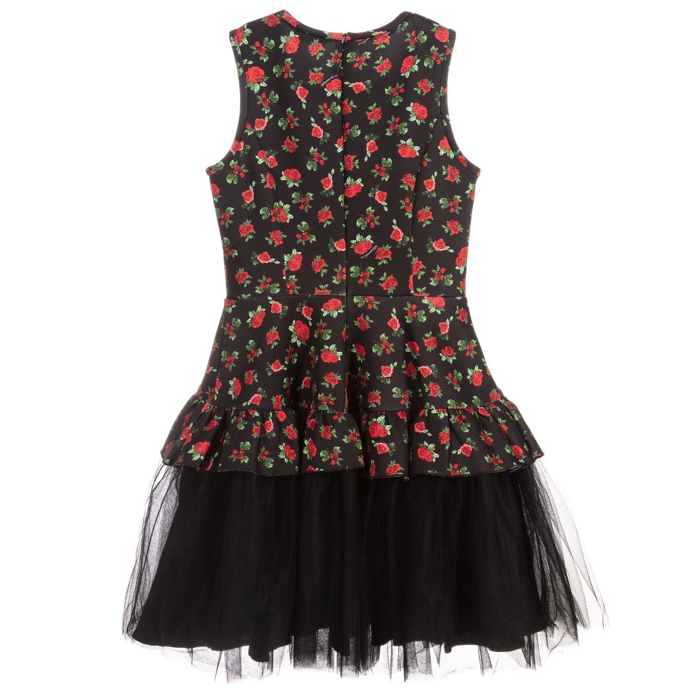 black red roses dress