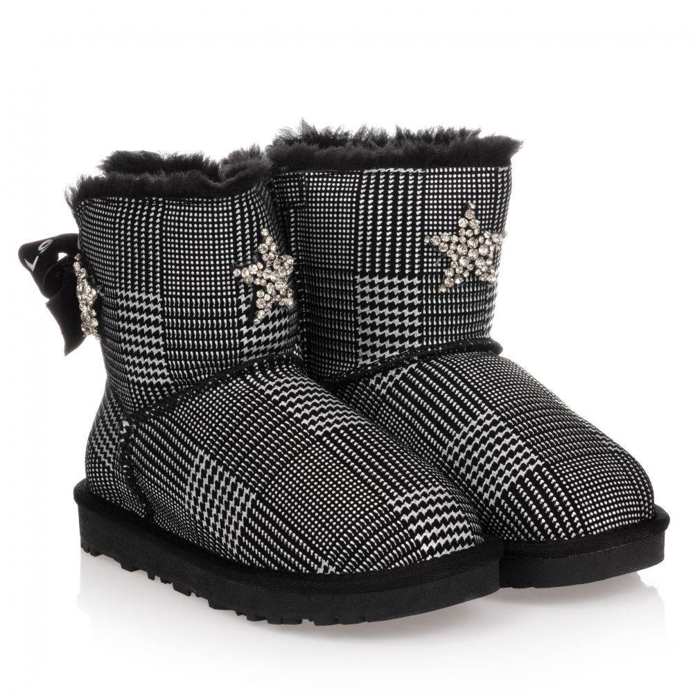 Monnalisa - Teen Black Suede Logo Boots | Childrensalon