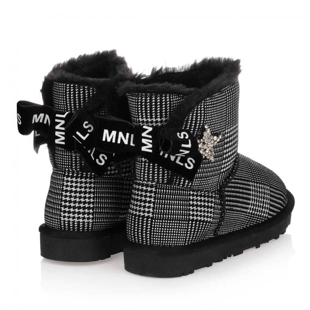 Monnalisa-Teen Black Suede Logo Boots | Childrensalon Outlet