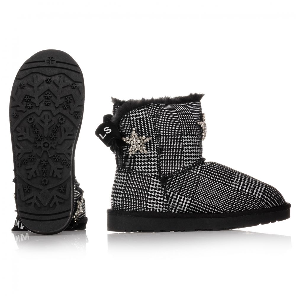 Monnalisa-Teen Black Suede Logo Boots | Childrensalon Outlet
