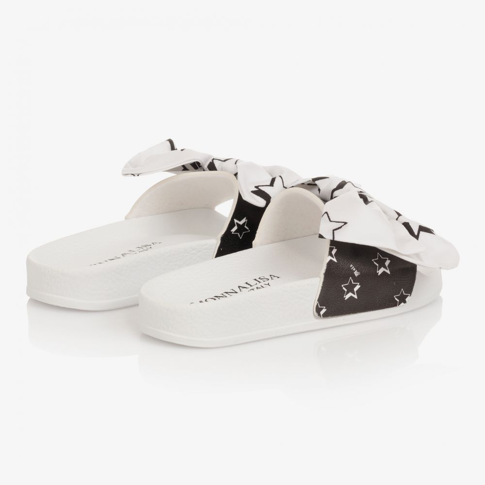 Monnalisa-Teen Black & White Bow Sliders | Childrensalon Outlet