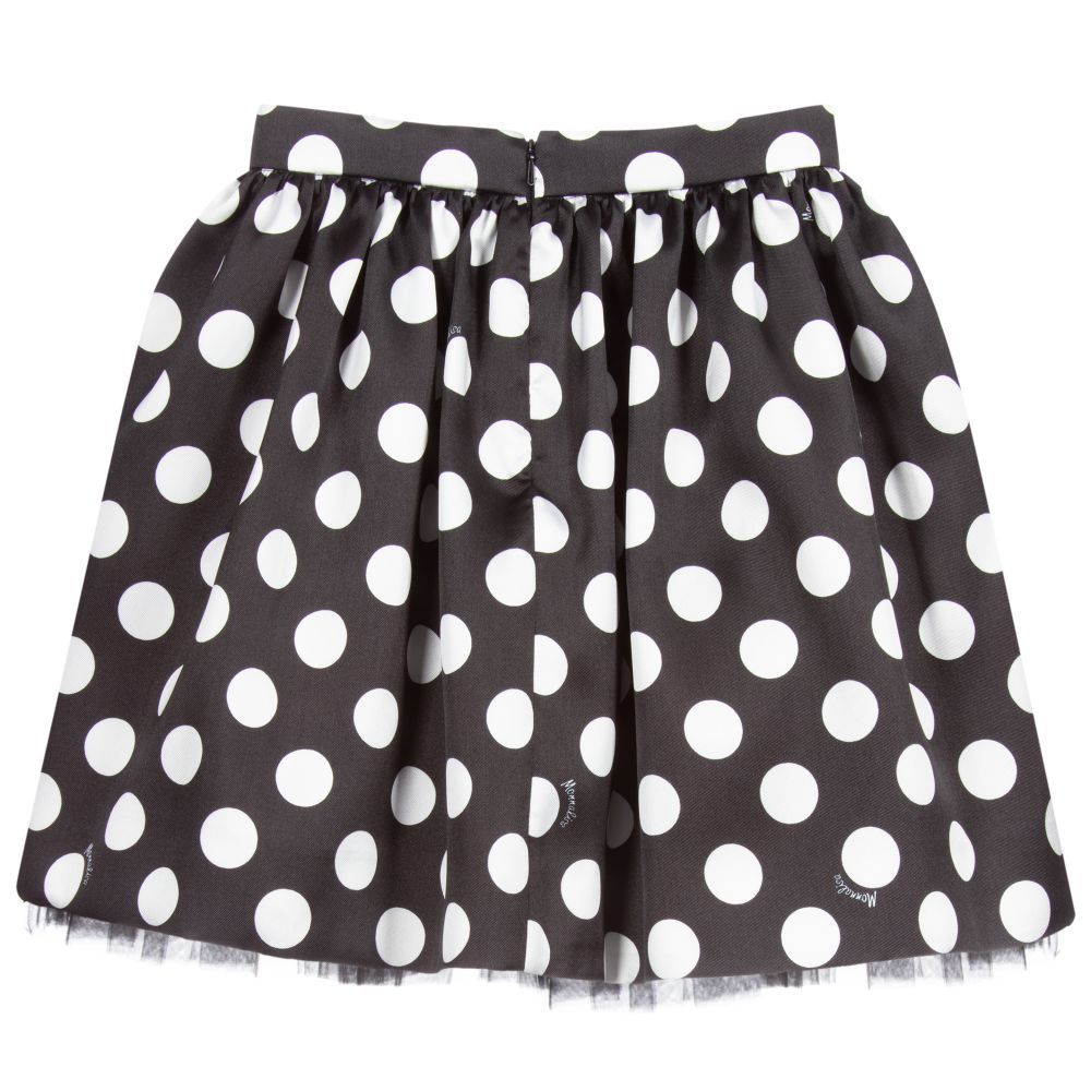 Monnalisa-Teen Black & White Dot Skirt | Childrensalon Outlet