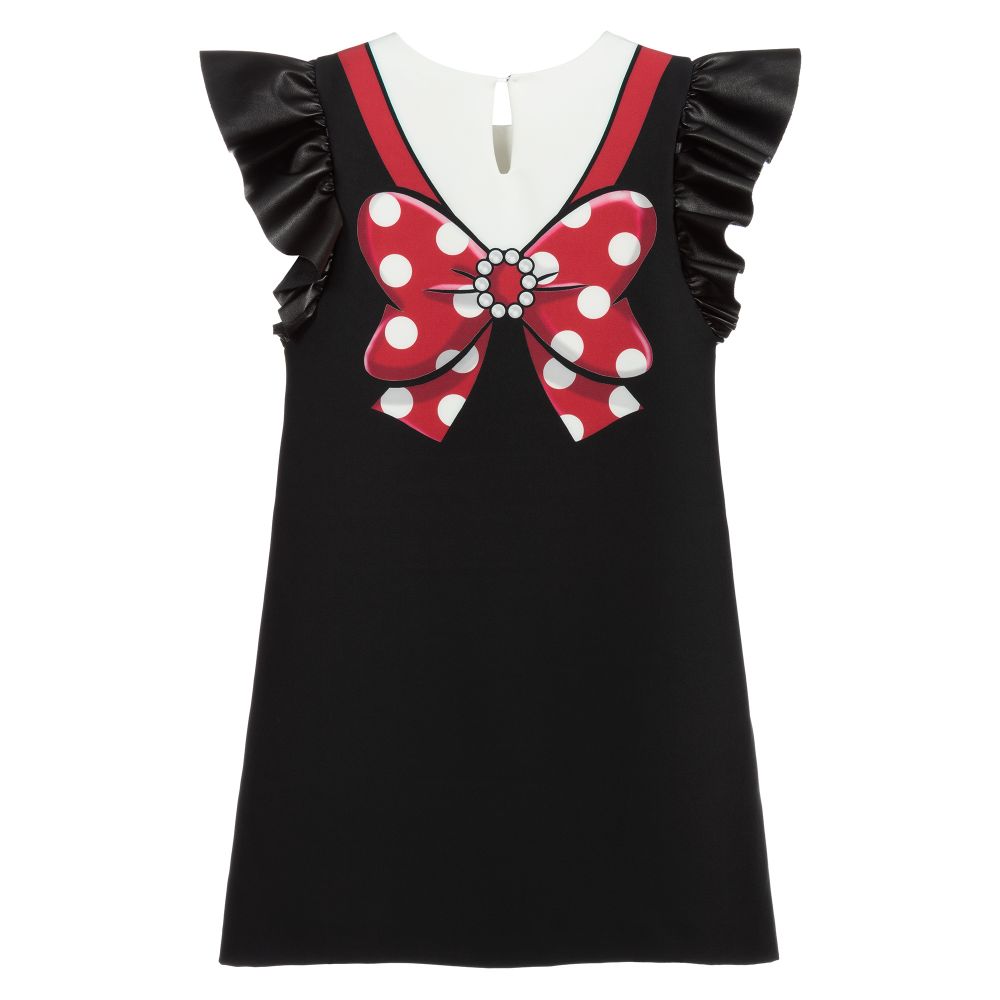 Monnalisa-Teen Black & White Olive Dress | Childrensalon Outlet