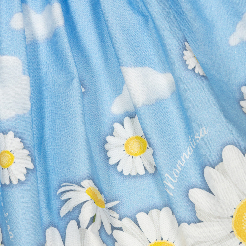 Monnalisa-Teen Blue Cotton Daisies Skirt | Childrensalon Outlet