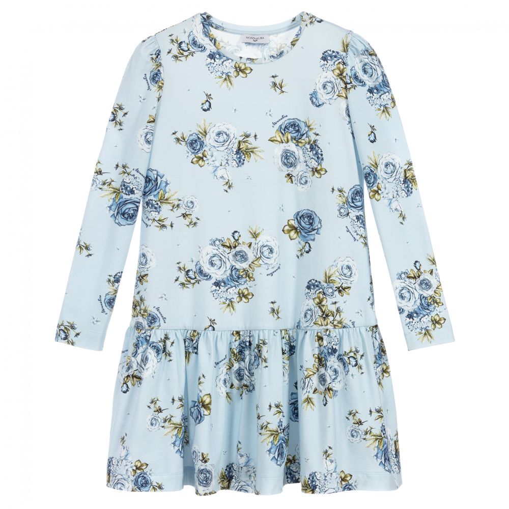 Monnalisa - Teen Blue Floral Dress | Childrensalon