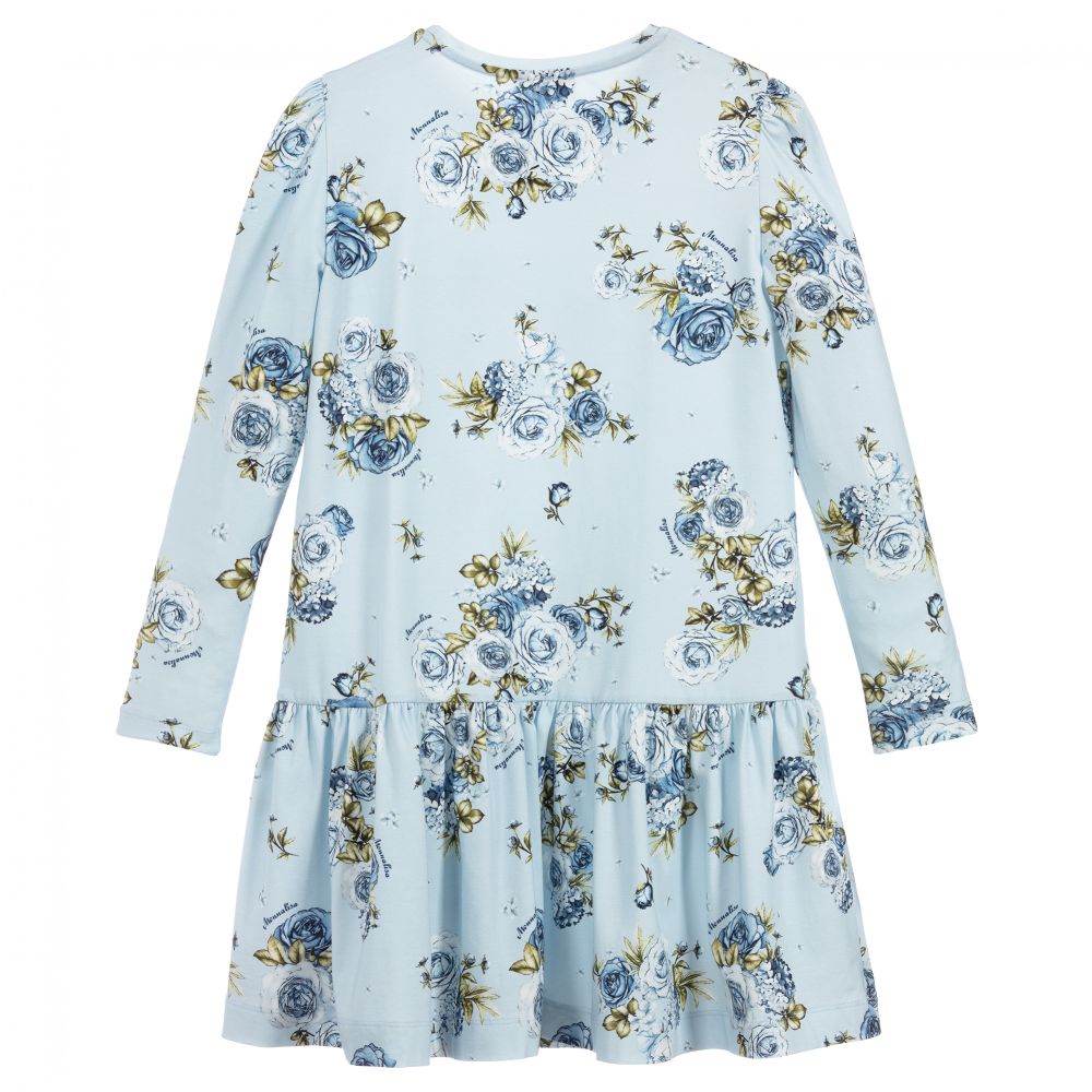 Monnalisa-Teen Blue Floral Dress | Childrensalon Outlet